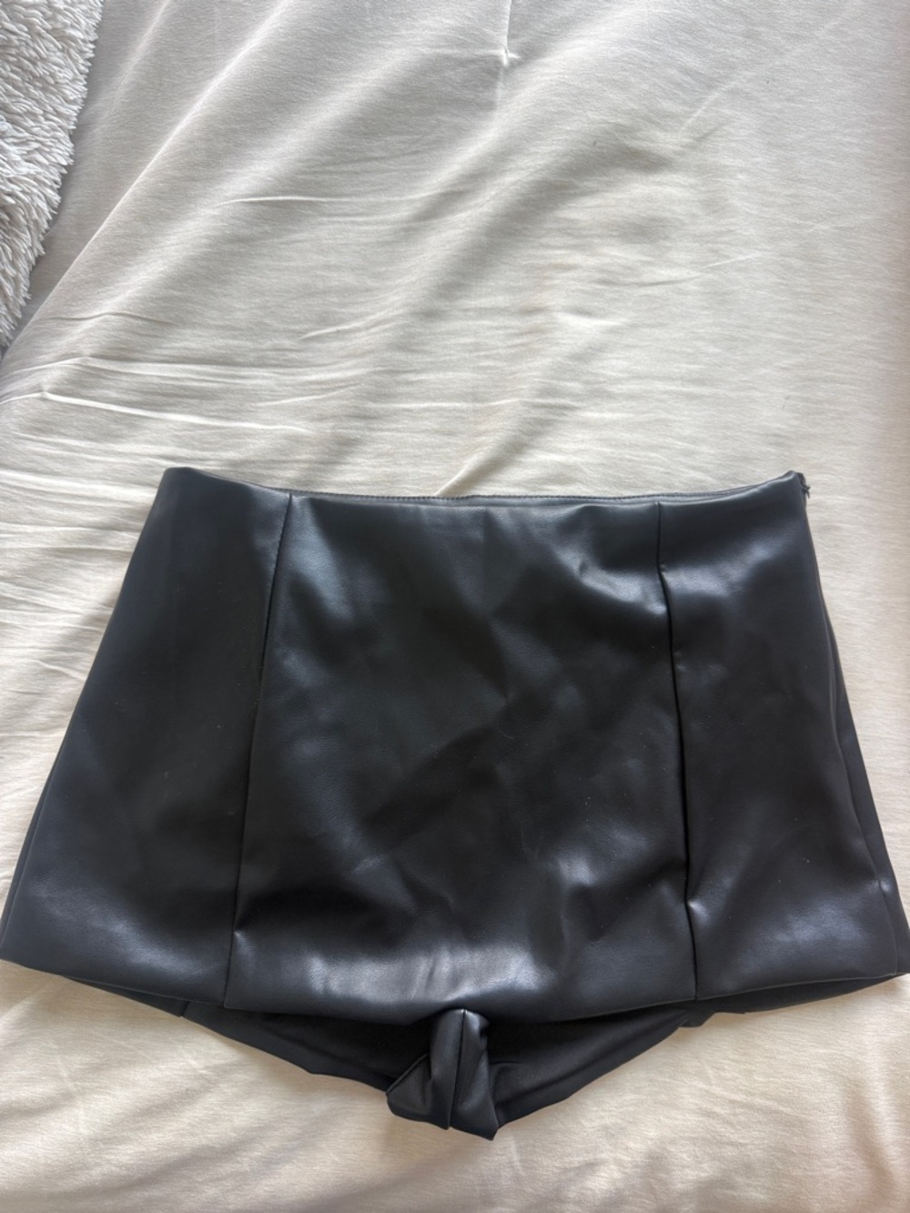 Black Faux Leather High-Waist Shorts